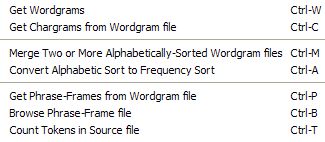 kfNgram Tools Menu